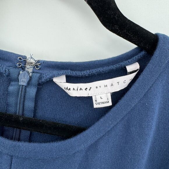 THE NINES BY HATCH Blue Short Sleeve Maternity Jumpsuit Pantsuit Size L Large - Picture 6 of 7